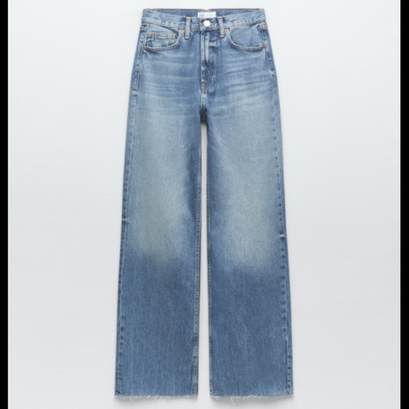 Zara extra long flared jeans with a frayed bottom - Picture 1 of 4